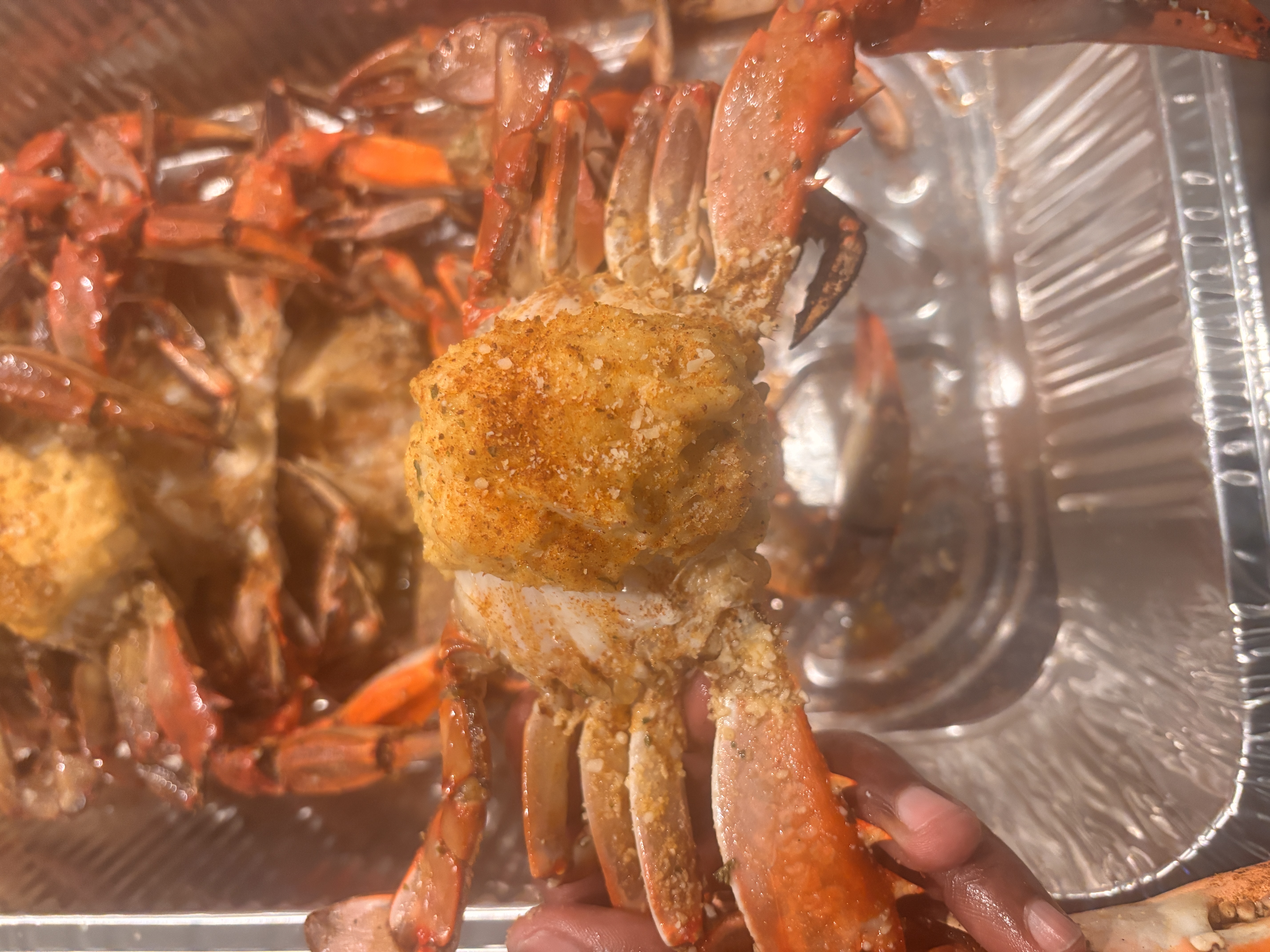 Seafood boil pot with crab and shrimp