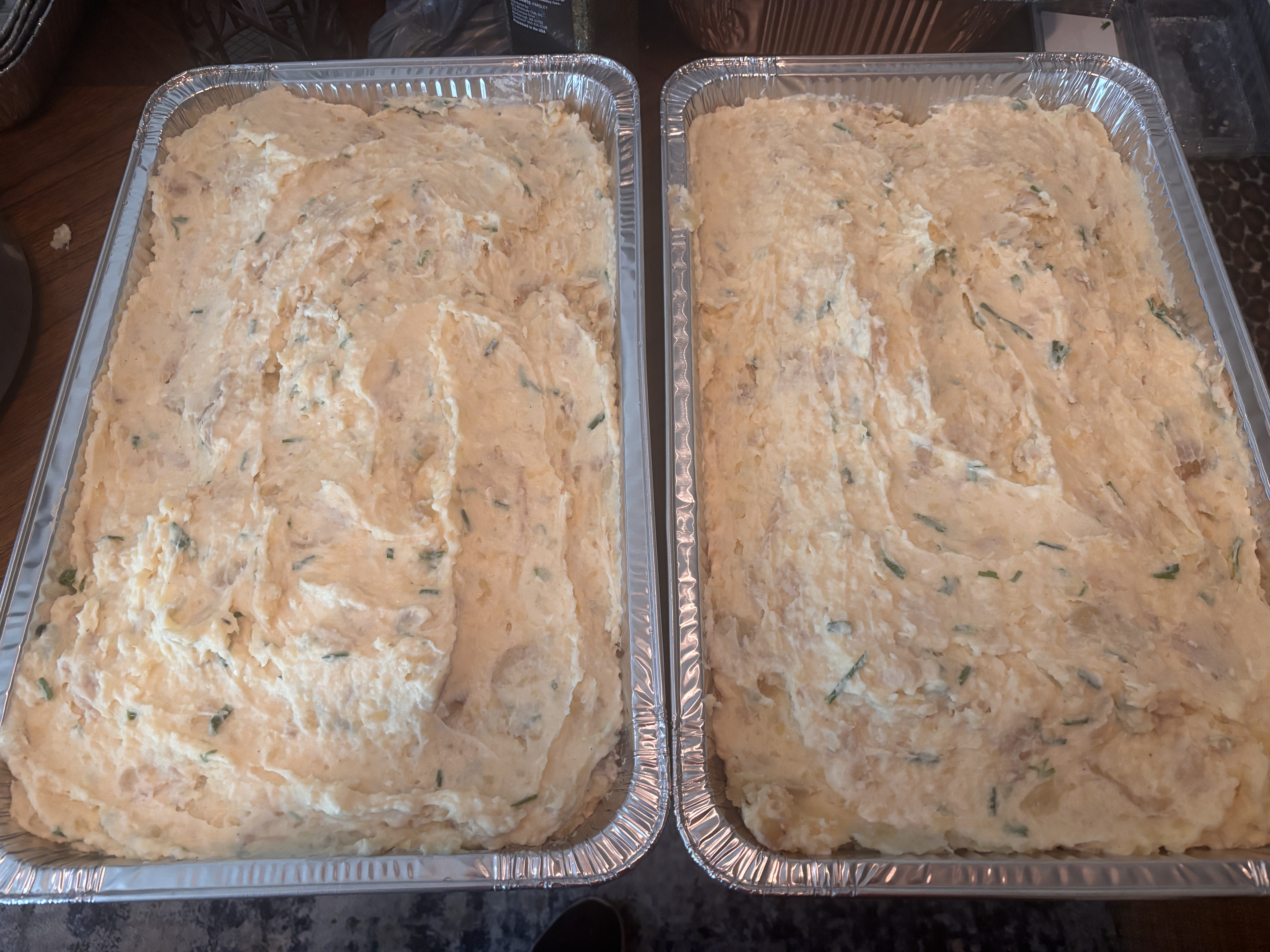 Two full pans of homemade banana pudding