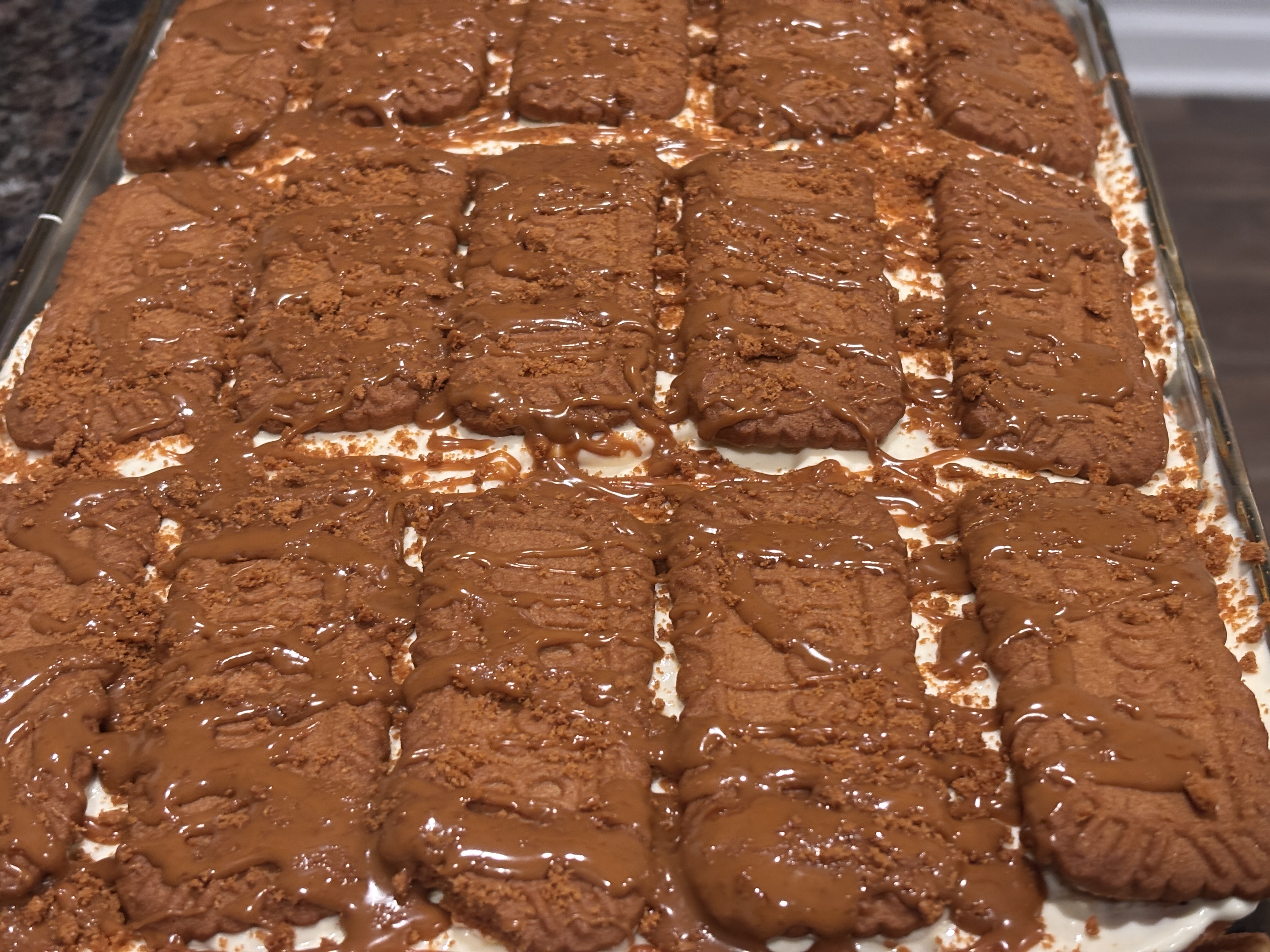 Pan of chocolate brownies cut into bars
